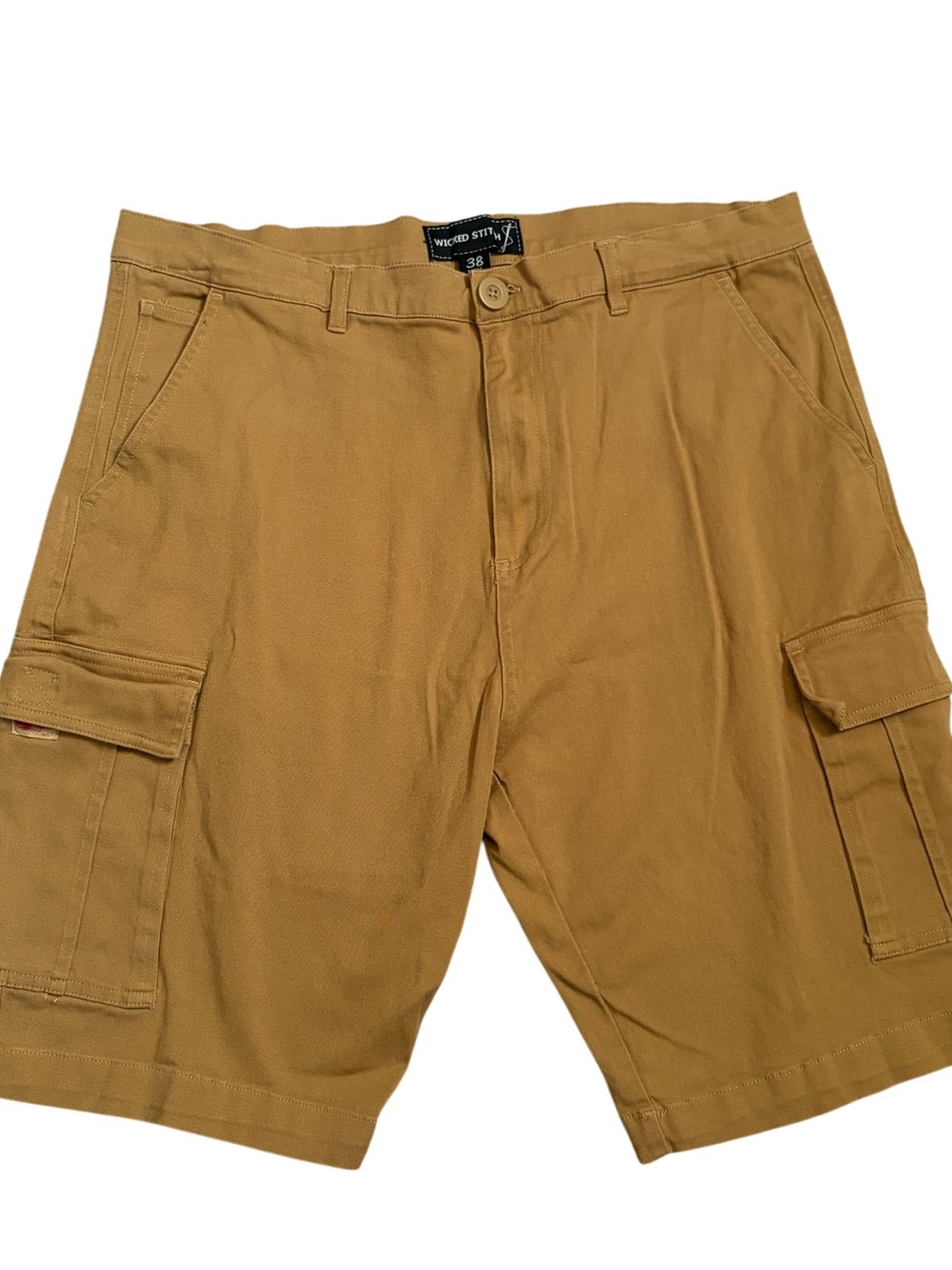 Wicked Stitch Men’s Cargo Shorts Size 38 Tan Brown Stretch Utility